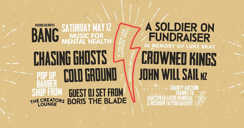 Press flyer image BANG PRESENTS - A SOLDIER ON FUNDRAISER - SATURDAY 12 MAY, 2018