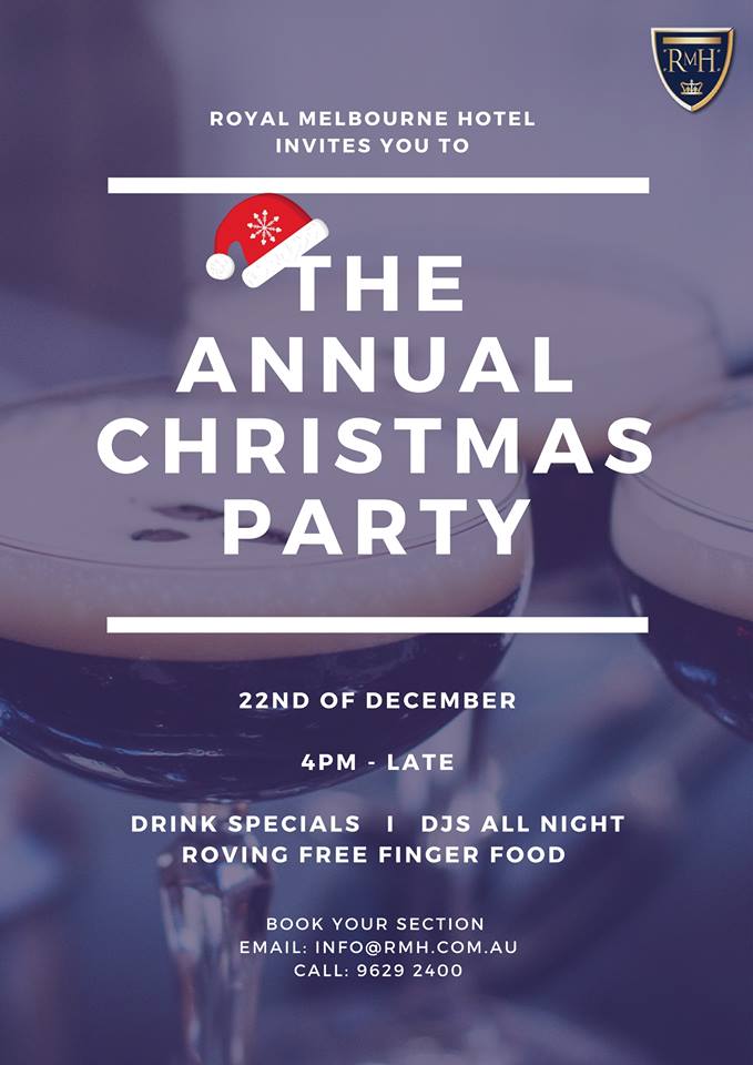 Press flyer image RMH PRESENTS - THE ANNUAL CHRISTMAS PARTY - FRIDAY 22 DECEMBER, 2017